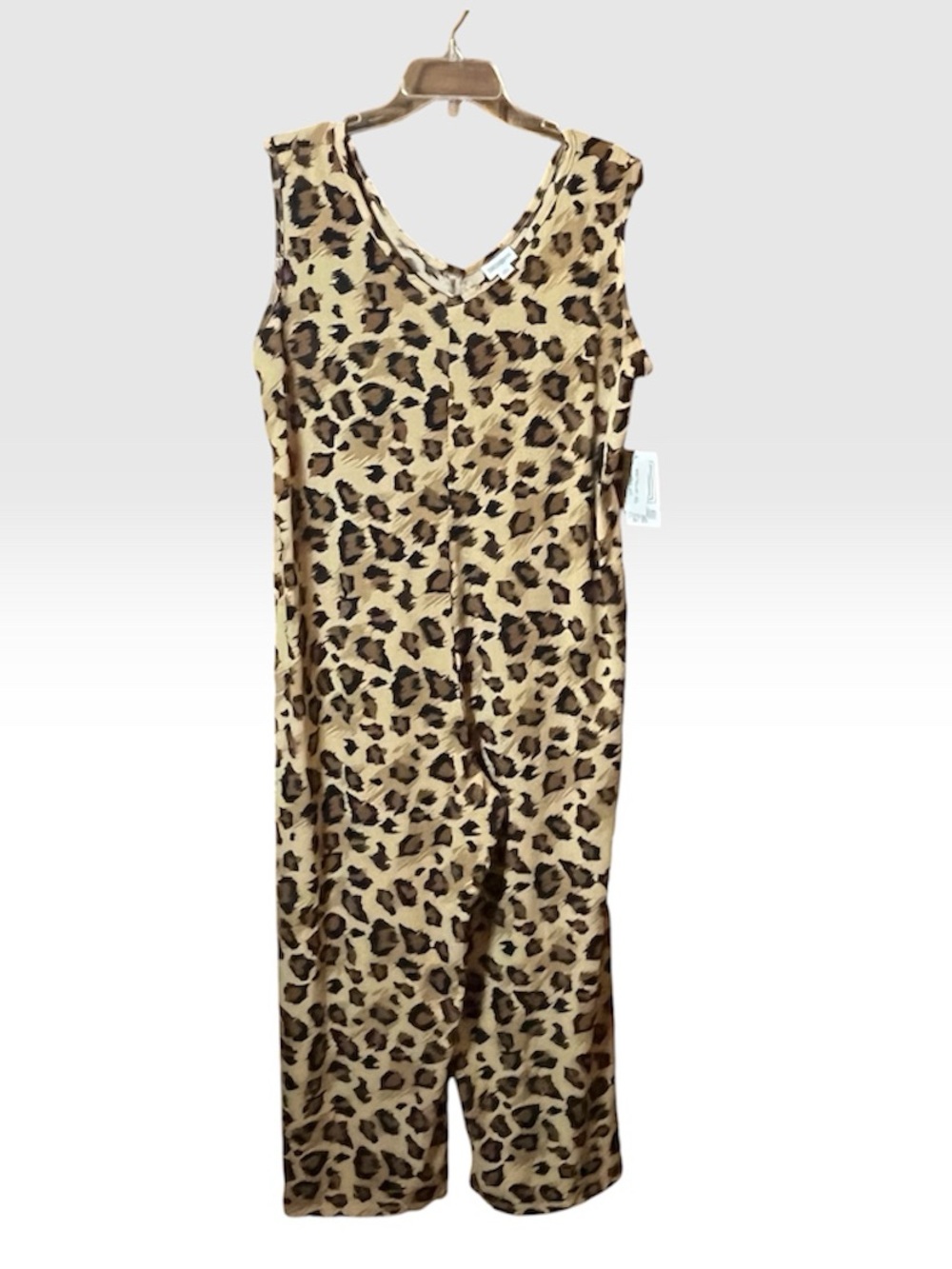 LuLaRoe Natalie Leopard Print Jumpsuit - Brown & Black XL  pockets. Sleeveless